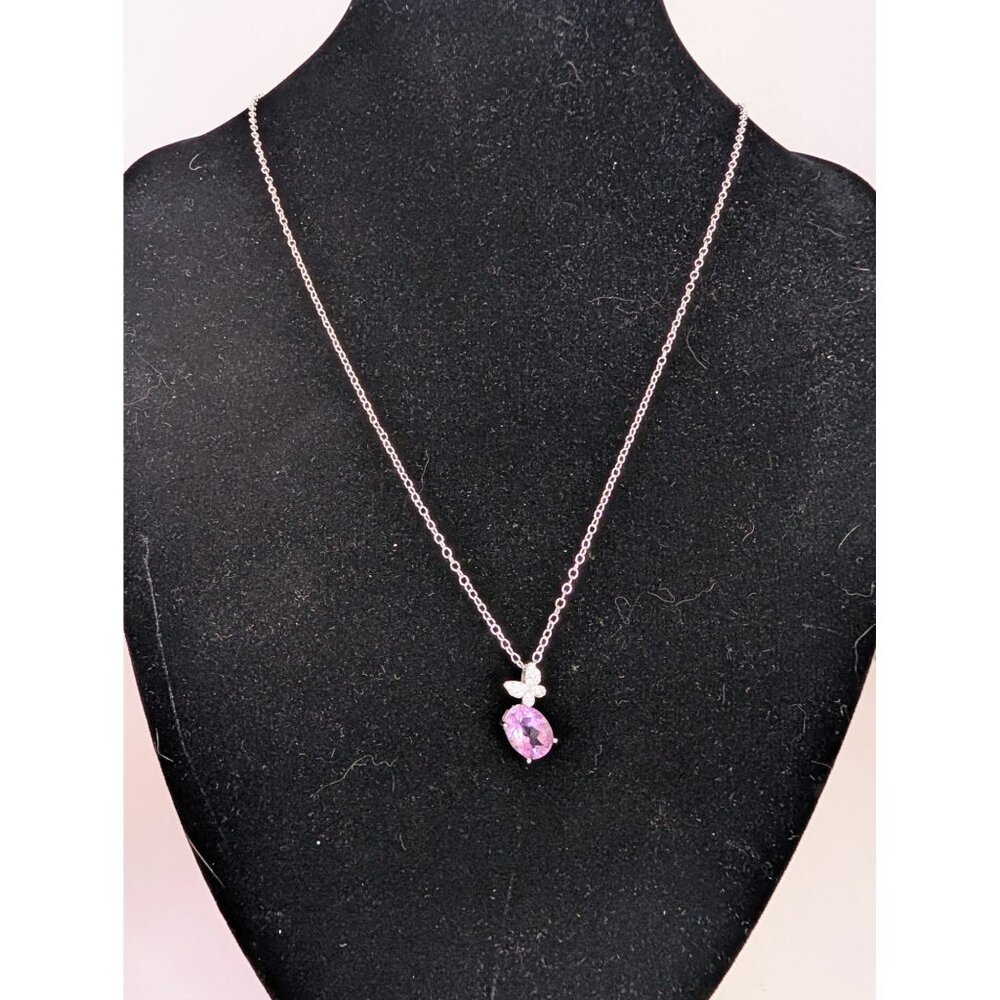 Amethyst Pendant Necklace In 925 Sterling Silver With Butterfly Accent
